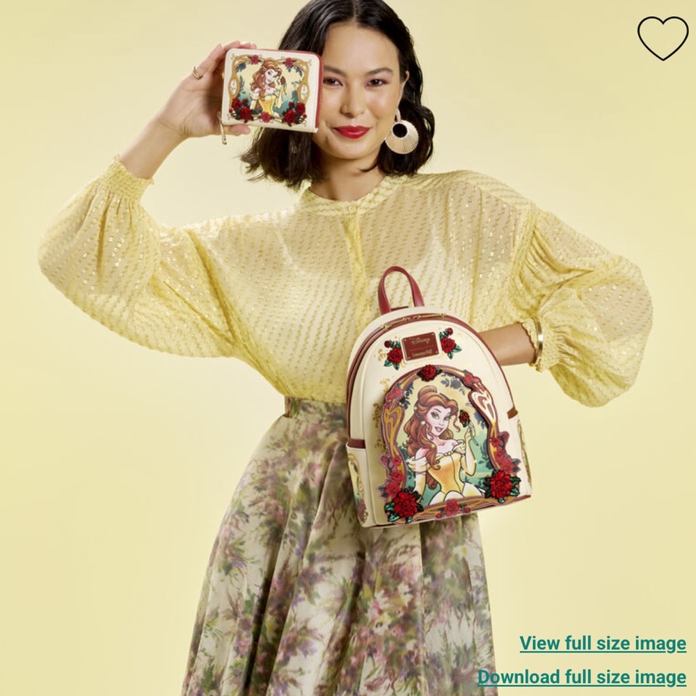 Loungefly Beauty and the Beast Exclusive Belle Floral Mini Backpack & Wallet - Picture 2 of 13